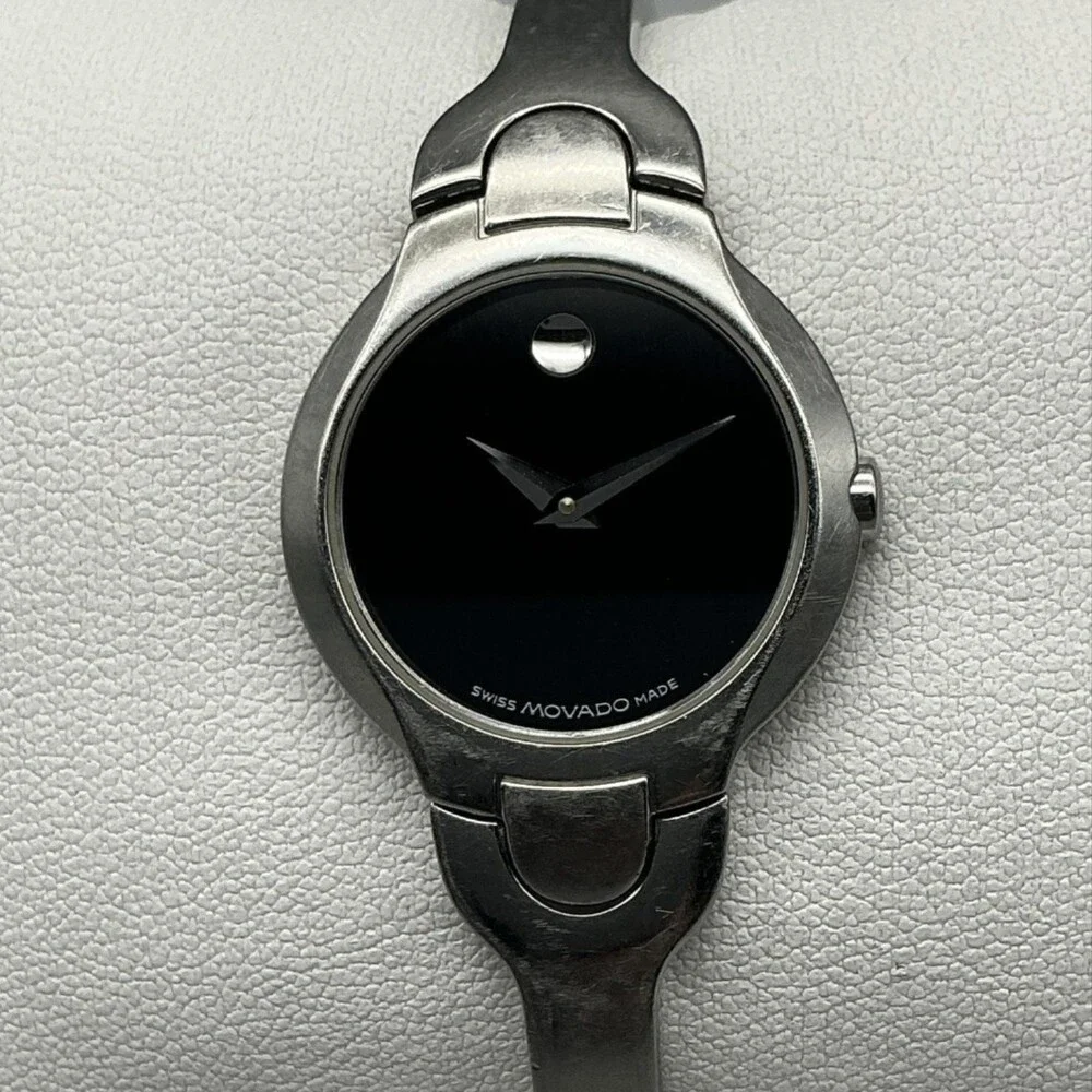 Movado 84 A1 1846 Womens Watch 24mm Black Dial Stainless Swiss New Battery 6.25